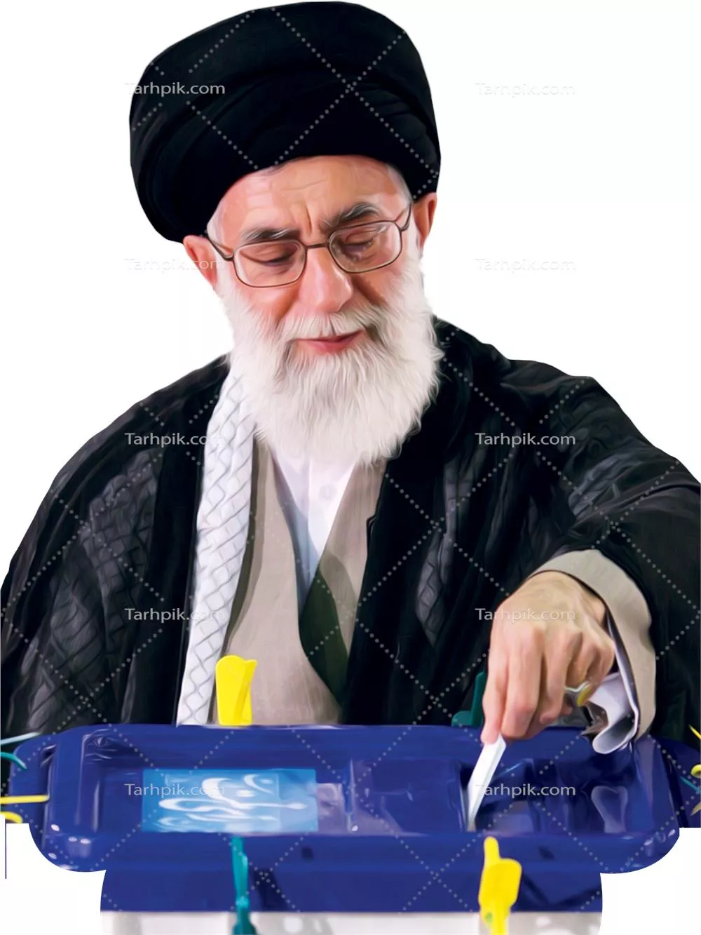 عکس دوربری شده آیت الله خامنه ای پای صندوق رأی