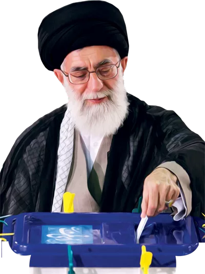 عکس دوربری شده آیت الله خامنه ای پای صندوق رأی