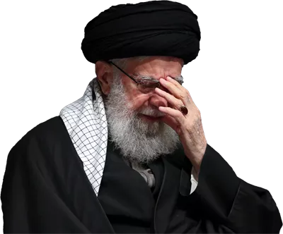 عکس دوربری شده سید علی خامنه ای در حال گریه