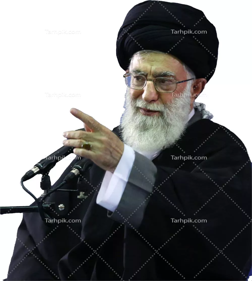 عکس دوربری آیت الله سید علی خامنه ای رهبر ایران در حال سخنرانی و اشاره یا دست