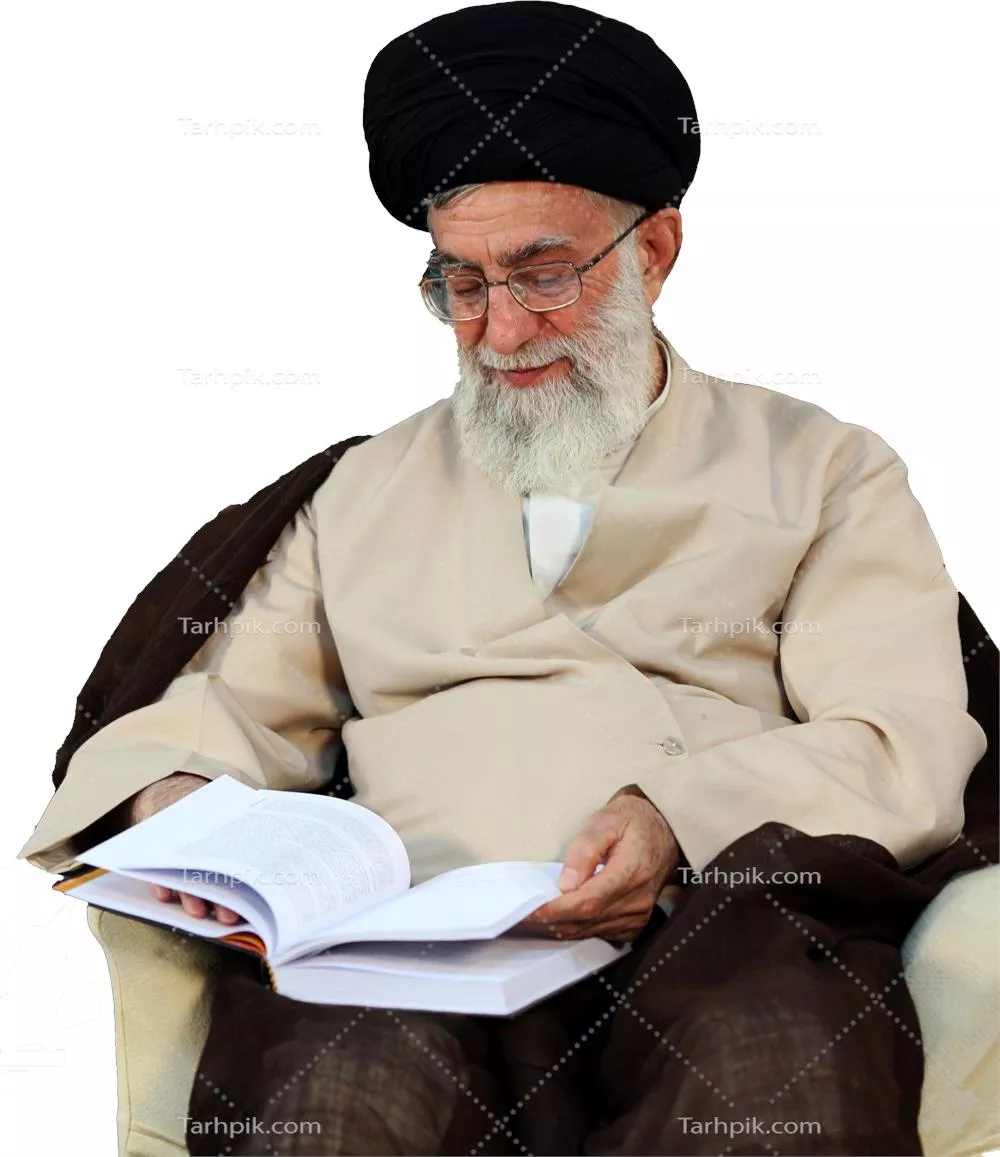 عکس دوربری آیت الله سید علی خامنه ای مقام معظم رهبری در حال کتاب خواندن