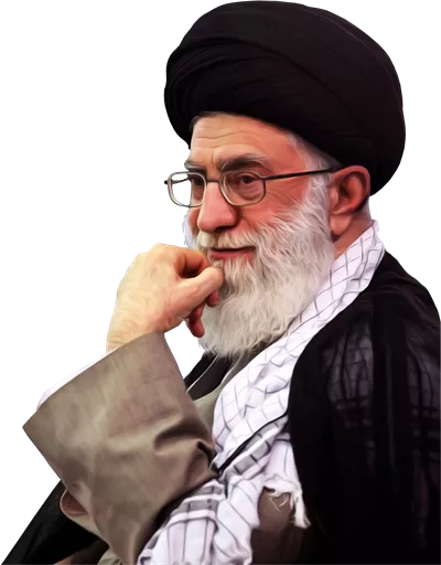 عکس دوربری آیت الله سید علی خامنه ای رهبر ایران دست در ریش در حال تفکر