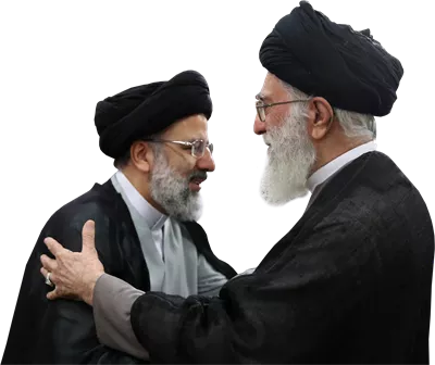 عکس دوربری شده آیت الله خامنه ای رهبر معظم ایران و آیت الله رئیسی رئیس جمهور ایران