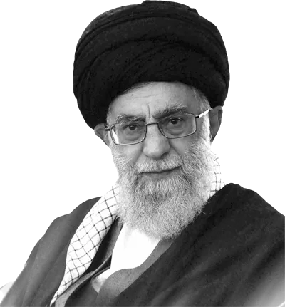 عکس دوربری شده سیاه و سفید آیت الله سید علی خامنه ای رهبر ایران