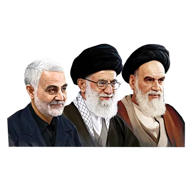 عکس دوربری شده امام خامنه ای، خمینی و حاج قاسم