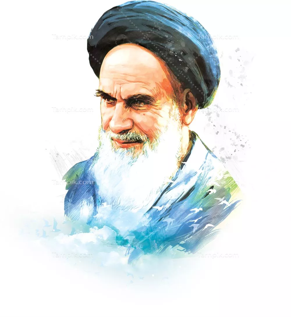 عکس دوربری شده نقاشی امام خمینی رهبر جمهوری اسلامی ایران