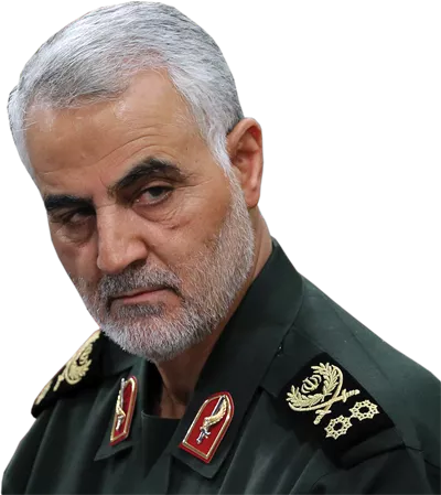 عکس بدون پس زمینه شهید سردار سلیمانی فرمانده سپاه ایران با لباس نظامی