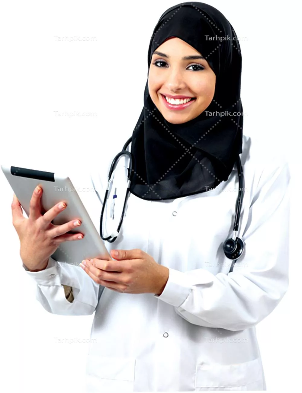 عکس دوربری شده پرستار زن محجبه