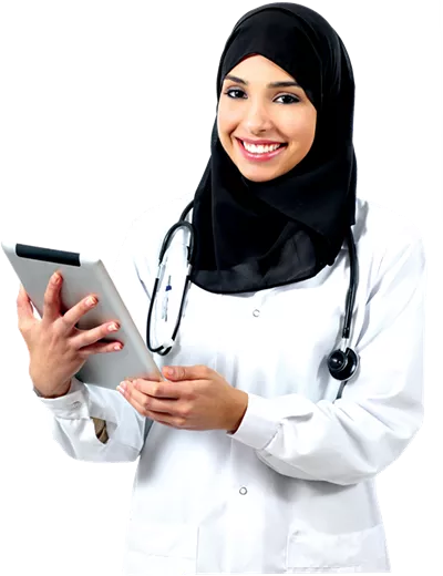 عکس دوربری شده پرستار زن محجبه
