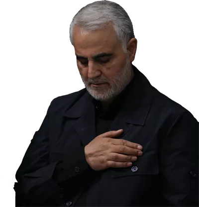 عکس دوربری شده حاج قاسم سلیمانی دست بر سینه