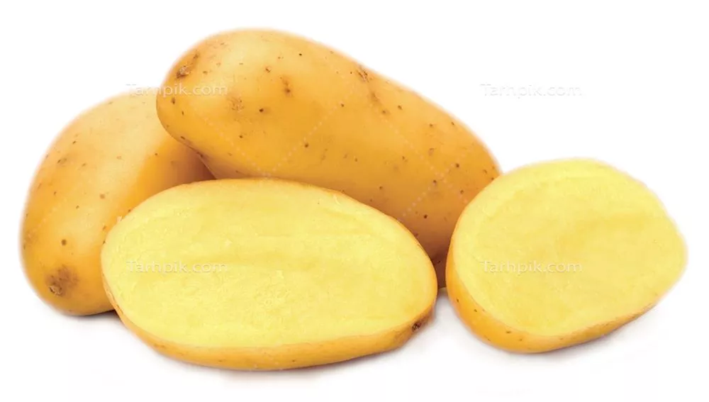 عکس دوربری شده سیب زمینی نصفه و کامل