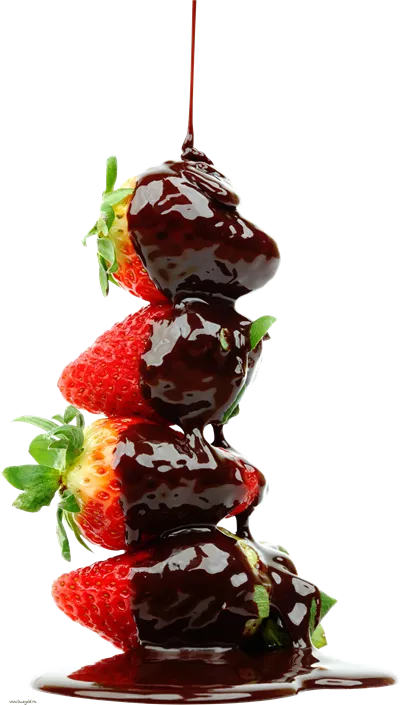 عکس دوربری شده توت فرنگی و کاکائو