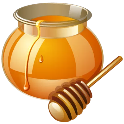 عکس دوربری شده کارتونی عسل زنبور عسل درون شیشه همراه با قاشق چوبی مخصوص