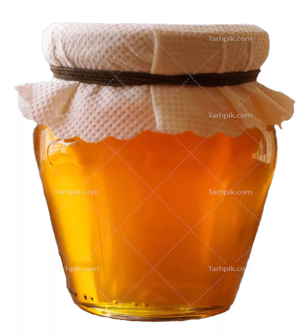 عکس بدون پس زمینه شیشه عسل صبحانه ارگانیک با درپوش پارچه ای مخصوص