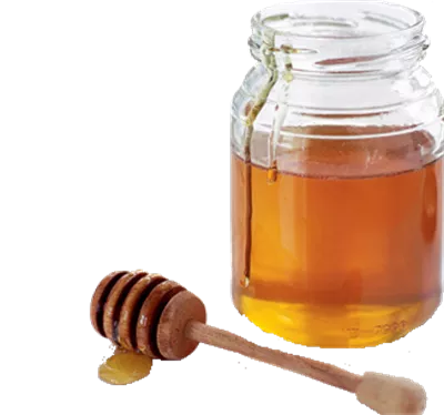 عکس شیشه عسل بدون در و قاشق چوبی کنار شیشه بدون پس زمینه