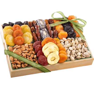 عکس دوربری سبد هدیه آجیل و میوه خشک