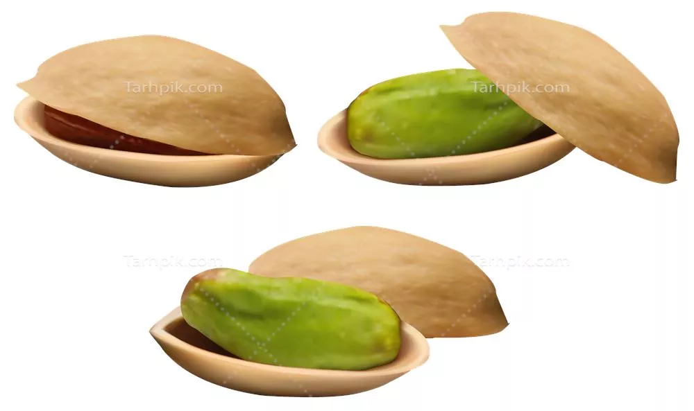 عکس دوربری پسته باز شده و مغز پسته
