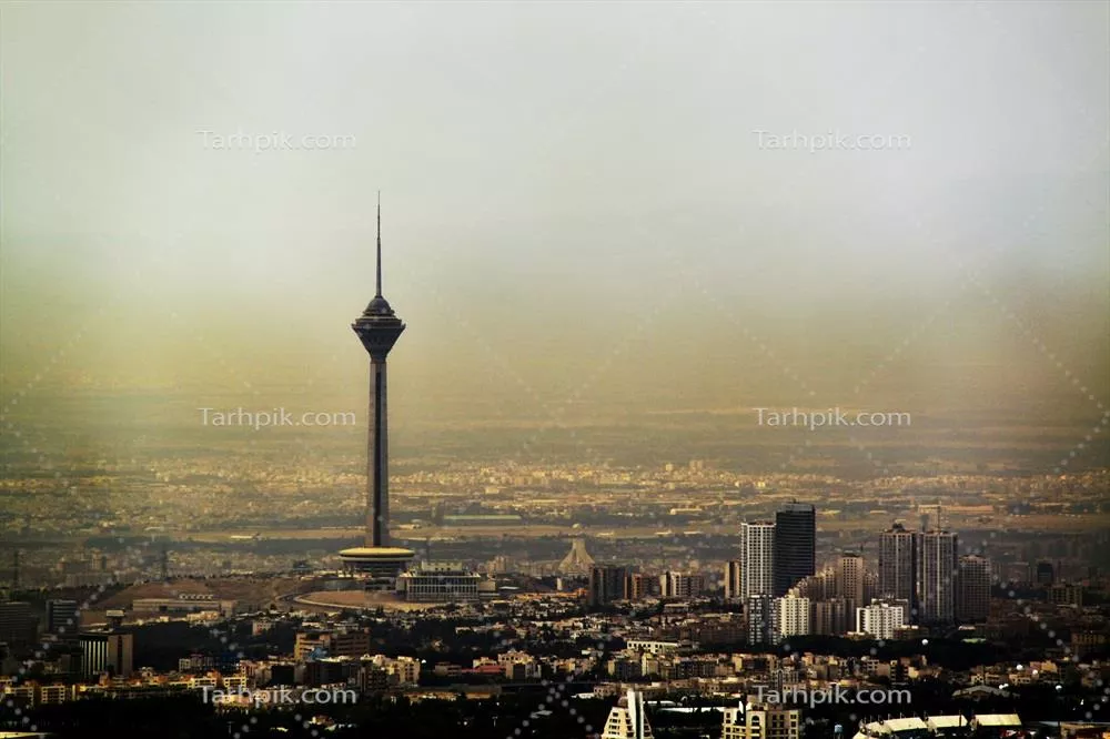 تصویر با کیفیت برج میلاد در هوای آلوده تهران