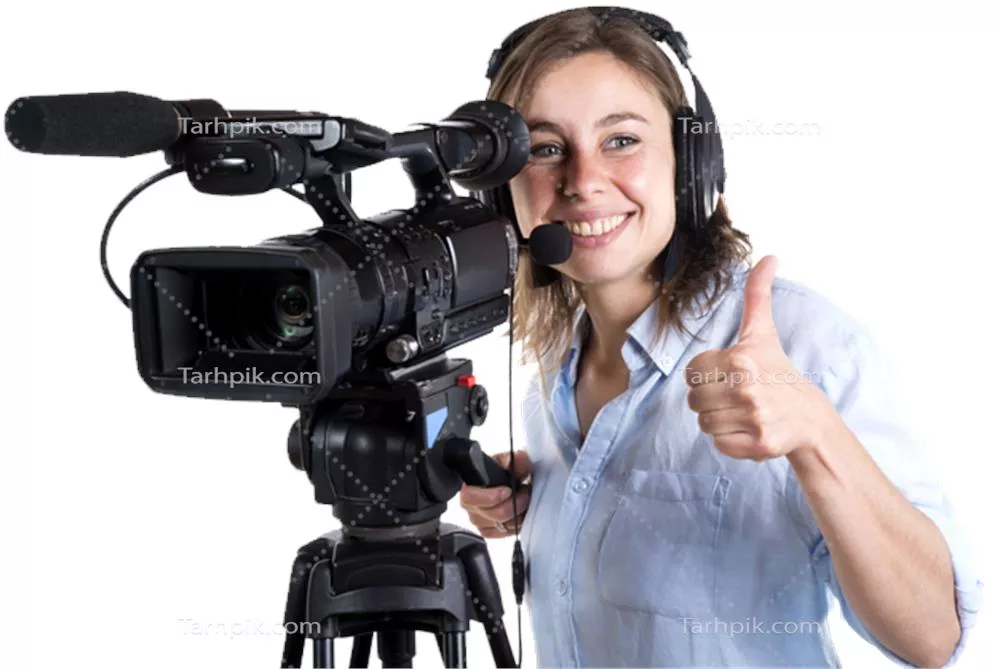 عکس دوربری شده دختر با دوربین فیلمبرداری