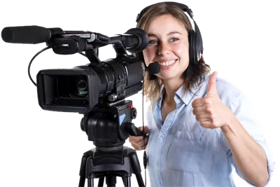 عکس دوربری شده دختر با دوربین فیلمبرداری