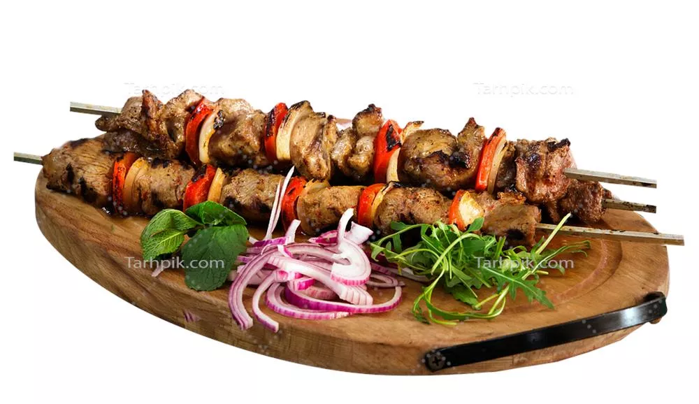 عکس دوربری کباب روی تخته چوبی