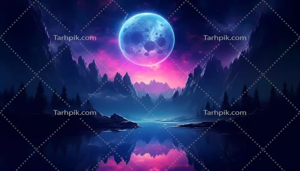 تصویر با کیفیت شب مهتابی در جنگل