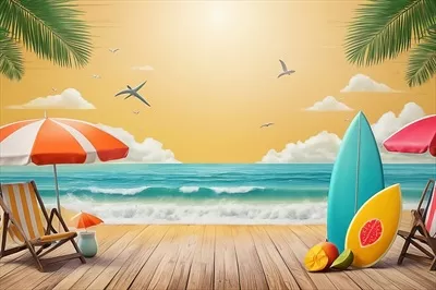 تصویر با کیفیت مفهوم تابستان در ساحل