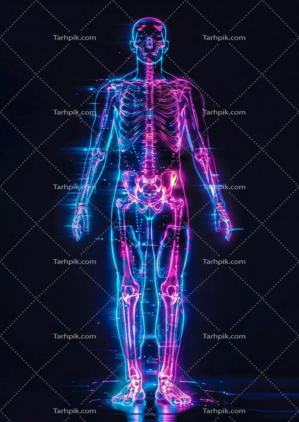 تصویر بدن انسان با اشعه ایکس نئونی