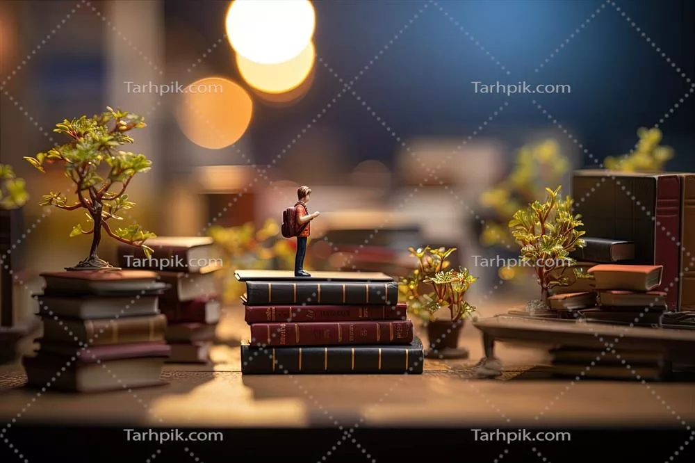 تصویر با کیفیت دانش آموز و کتاب انتزاعی