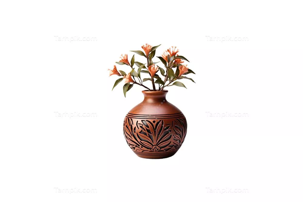 عکس دوربری گلدان گل سفالی ساخته شده با هوش مصنوعی