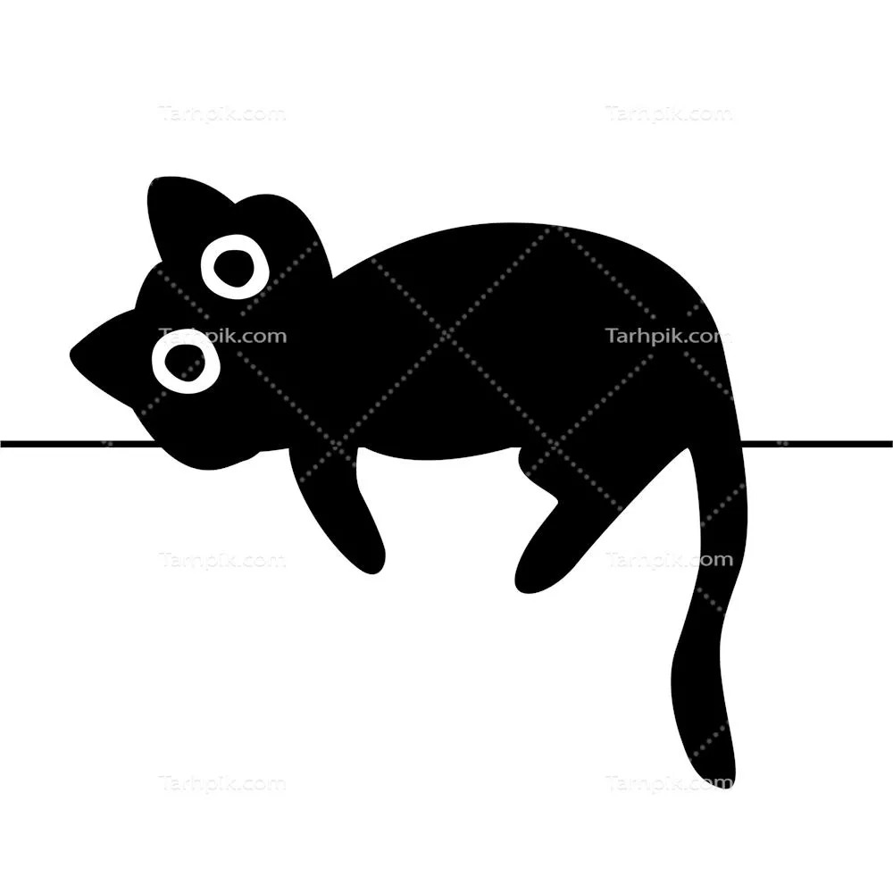 عکس دوربری گربه سیاه روی دیوار خوابیده