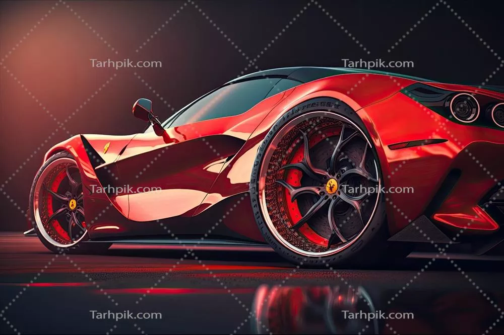 تصویر ماشین اسپرت لوکس خارجی قرمز