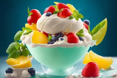 عکس بستنی با میوه های تابستانی شیرین