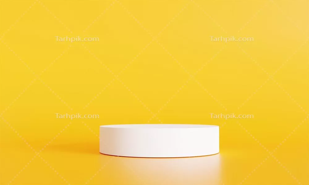 عکس با کیفیت سکوی محصول در پس زمینه زرد