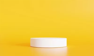 عکس با کیفیت سکوی محصول در پس زمینه زرد