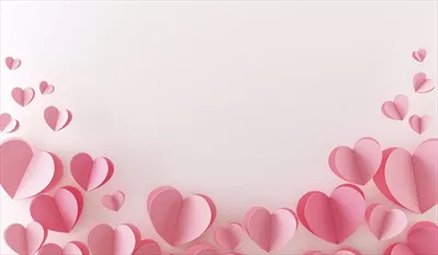 عکس از نمای بالا تعداد زیادی قلب صورتی
