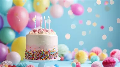 عکس کیک تولد با تزئینات جشن تولد