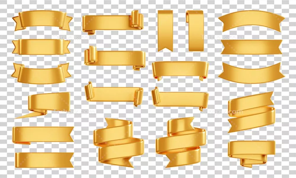 عکس دوربری انواع روبان های طلایی براق برای متن
