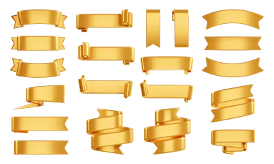 عکس دوربری انواع روبان های طلایی براق برای متن