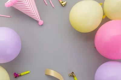 عکس عناصر جشن تولد با فضای کپی