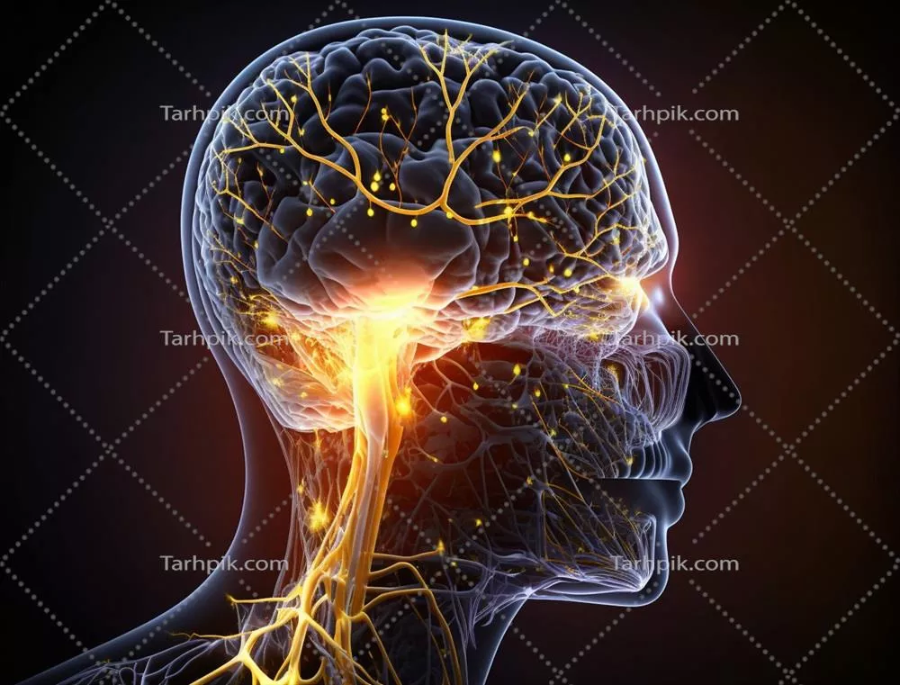 عکس سر انسان با نورون های درخشان