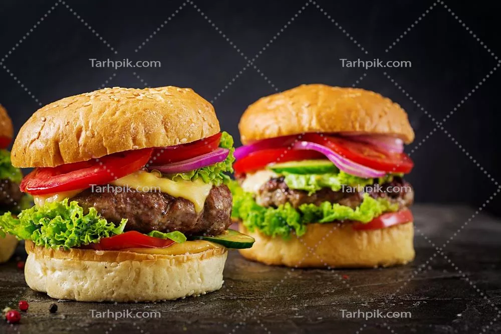 عکس ساندویچ همبرگر با گوشت گاو