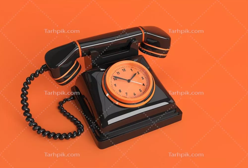 عکس تلفن قدیمی روی پس زمینه نارنجی