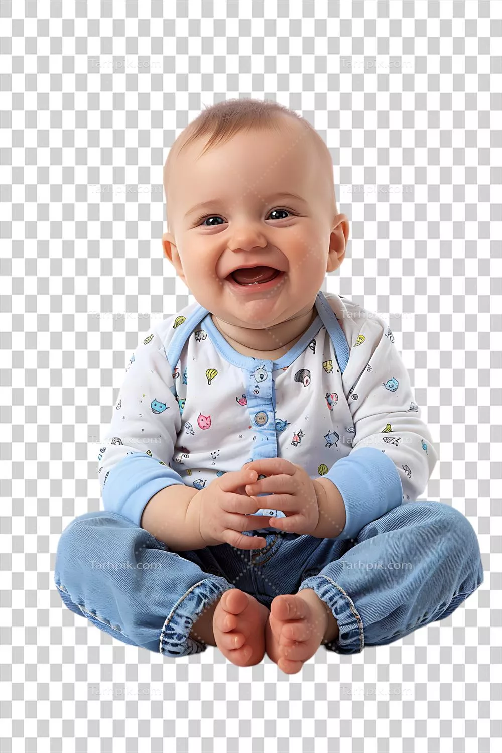 عکس دوربری کودک خوشحال جدا شده در برابر پس زمینه شفاف