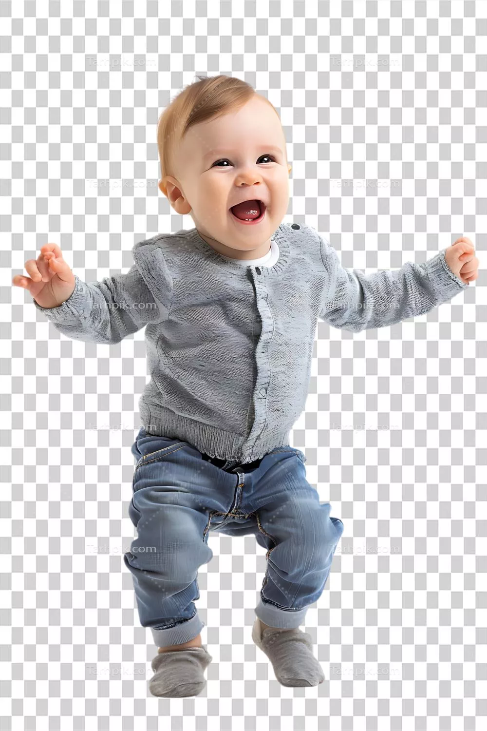 عکس دوربری کودک خوشحال جدا شده در برابر پس زمینه شفاف