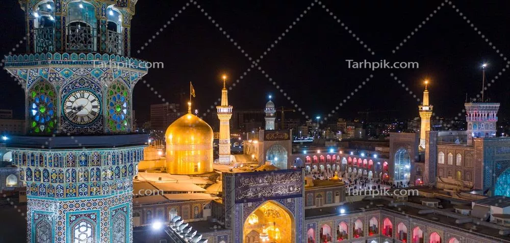 عکس ساعت گلدسته حرم مطهر امام رضا