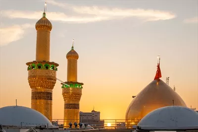 عکس گنبد و گلدسته حرم امام حسین در کربلا