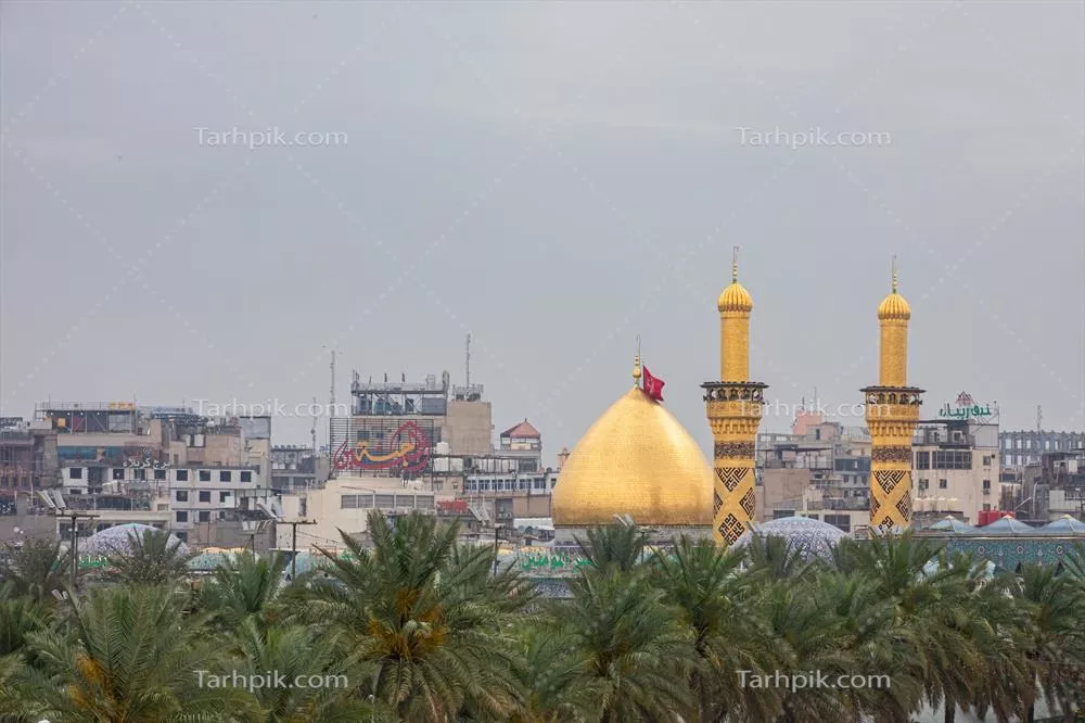 عکس حرم امام حسین علیه السلام و نخل های کربلا