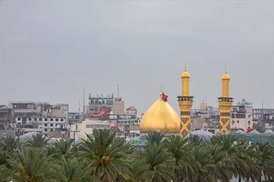 عکس حرم امام حسین علیه السلام و نخل های کربلا