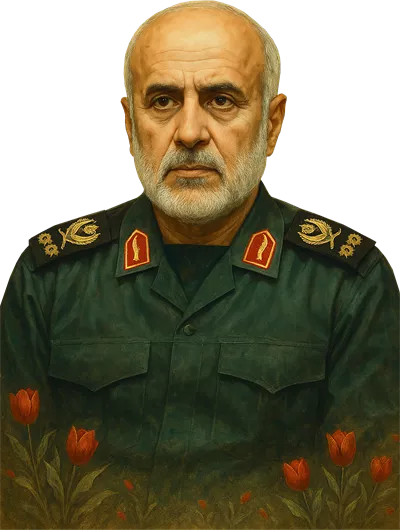 عکس دوربری شده شهید غلامعلی رشید فرمانده سپاه